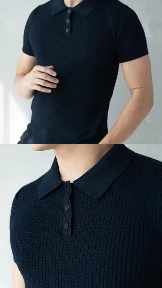 Kaos kerah new black xl