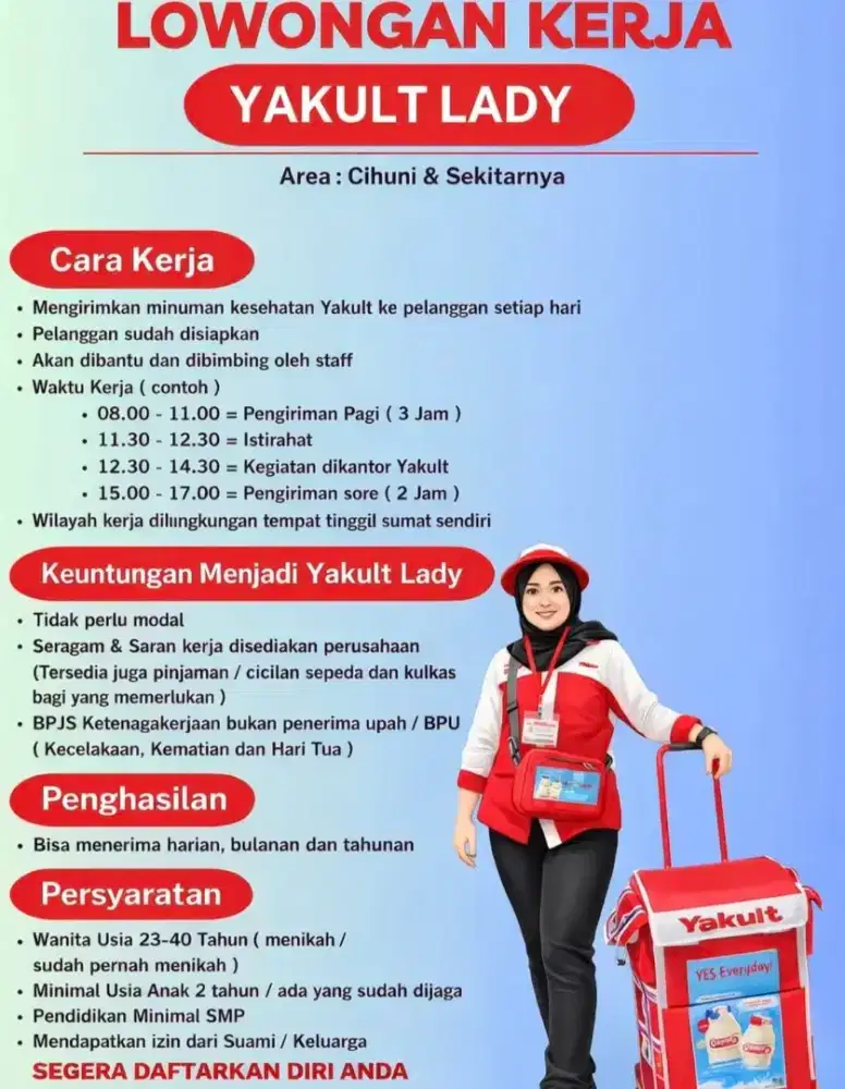 LOWONGAN KERJA YAKULT LADY AREA CIHUNI