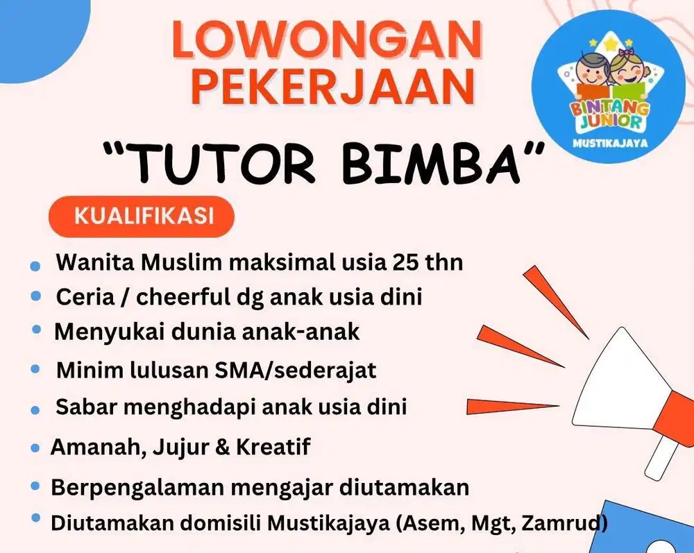 Ceria? komunikatif? Kamu sudah siap menjadi tutor bimba
