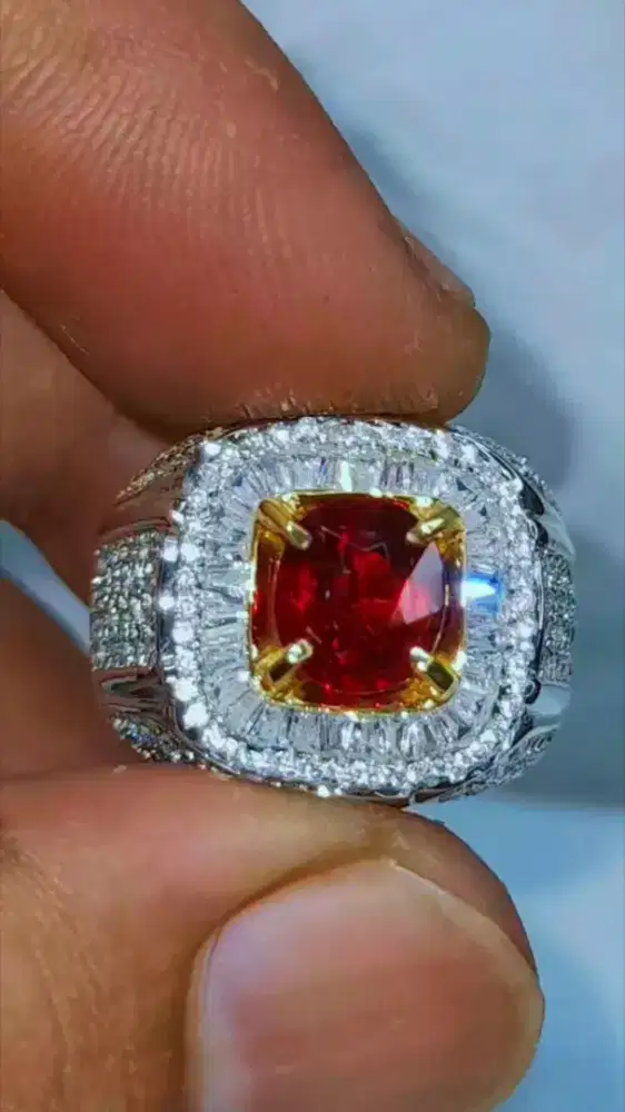 Mandarin garnet + ring perak microsetting