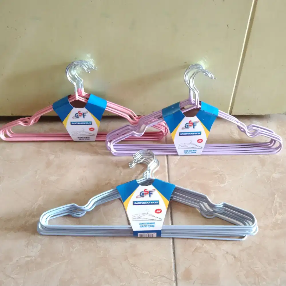 Hanger/ Gantungan Baju Kawat Warna Isi 10 Pcs GSF G-4738
