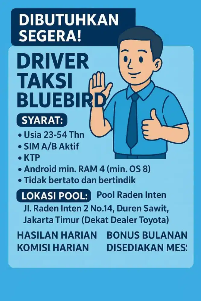 Loker Pengemudi Blue Bird
