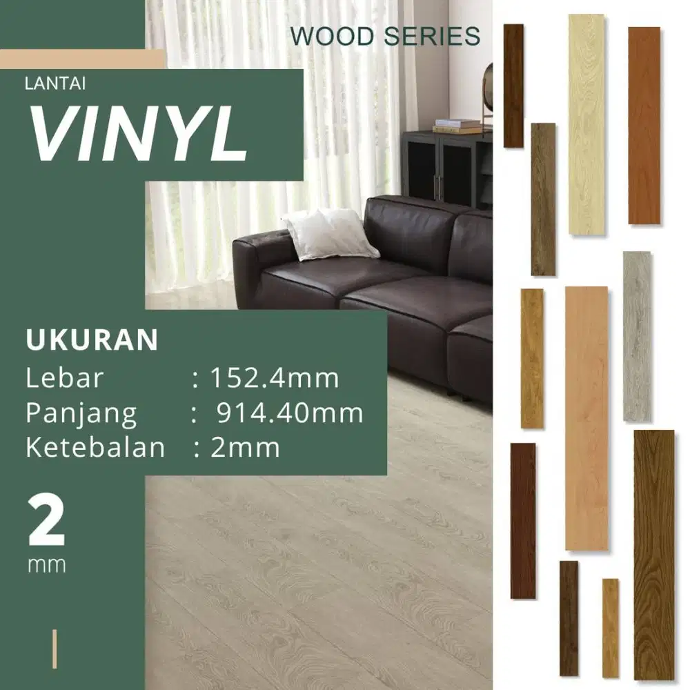 Lantai Vinyl Plank 2mm Motif Kayu Natural – anti rayap
