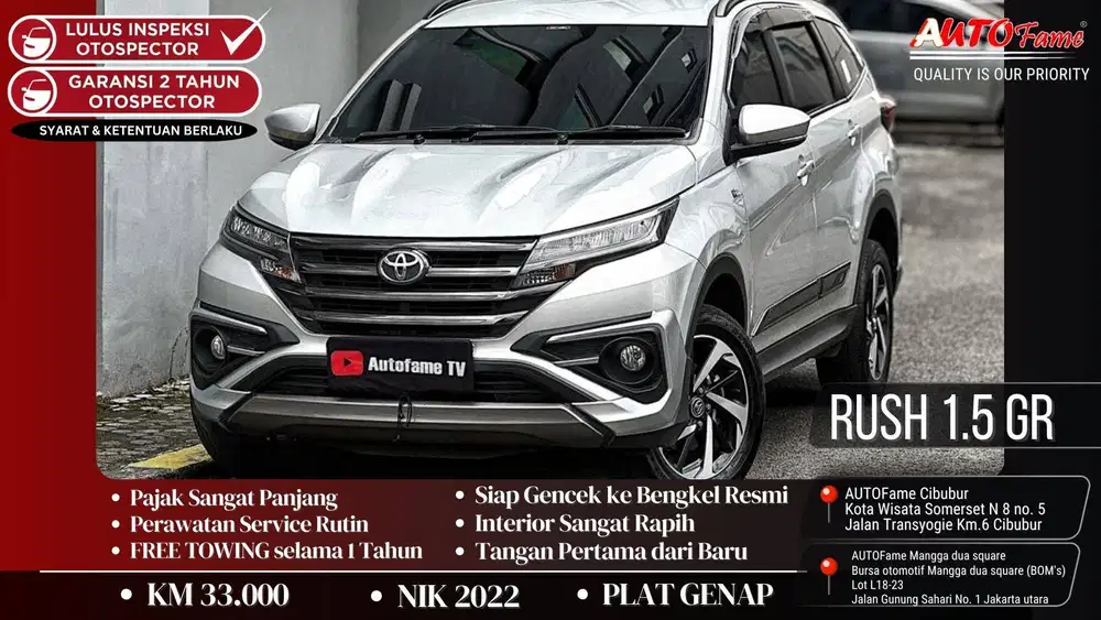 KM 33RB Toyota Rush 1.5 GR AT Silver On Black NIK 2022