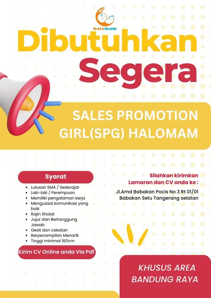 Lowongan SPG/SPB HALOMAM Bandung