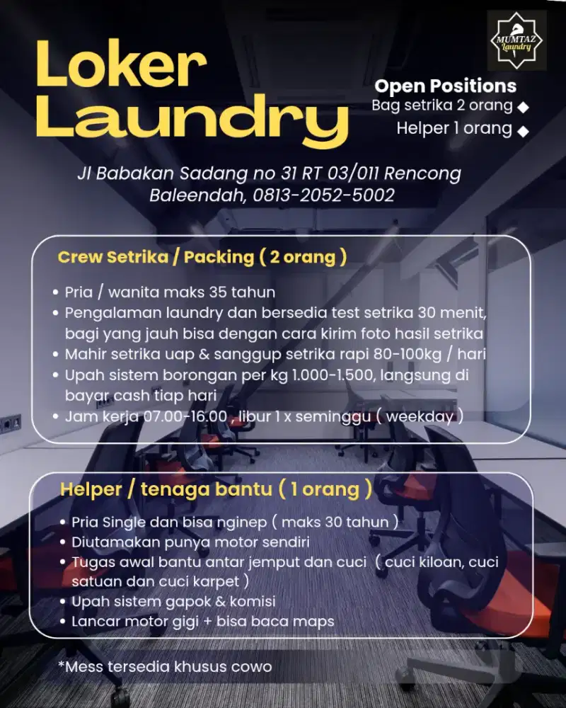Crew setrika & kurir laundry
