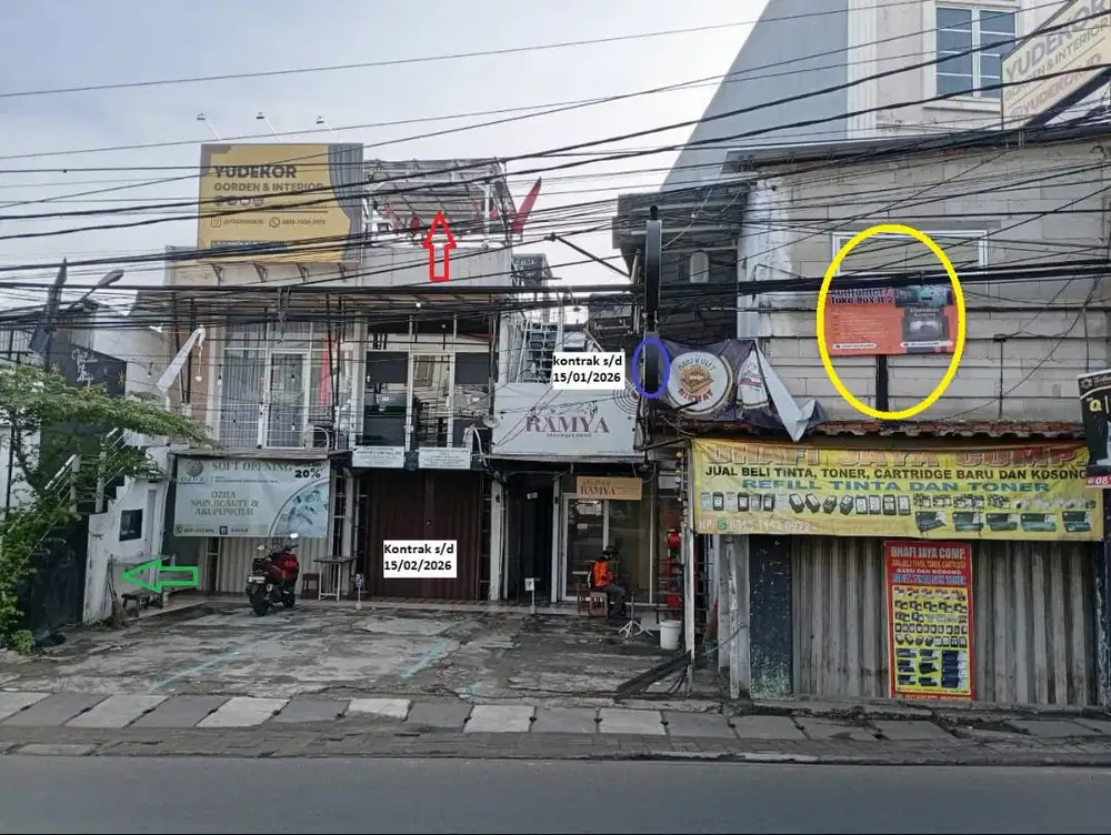 Dikontrakan sewa Toko, Kios, Kontainer box ada Rooftop Pinggir Jalan