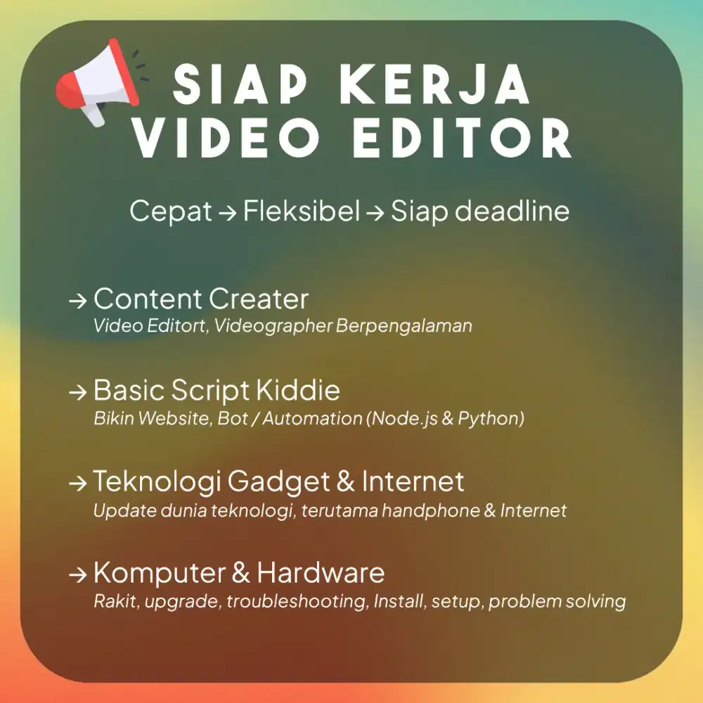 Cari Pekerjaan Video editor / Lainnya