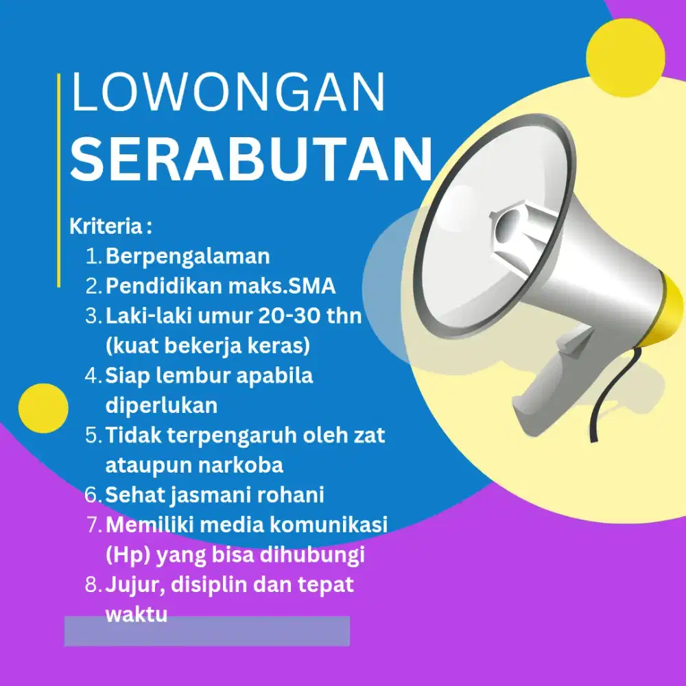 Dicari Pegawai Serabutan