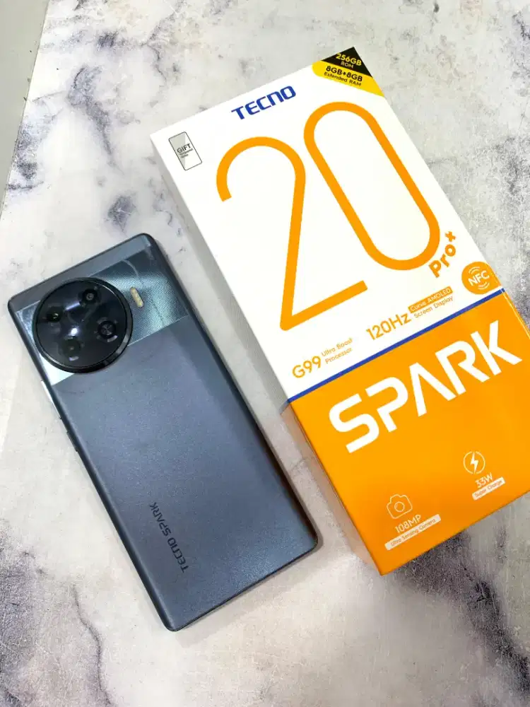 Tecno spark 20 pro+ 8/256 Grey lengkap
