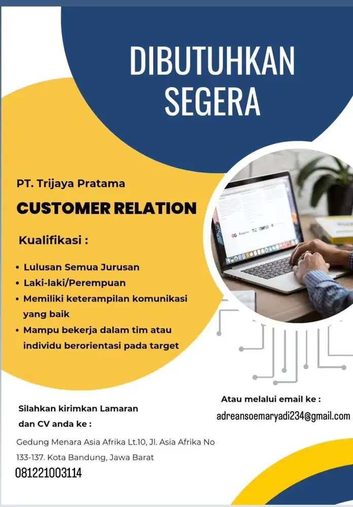 Lowongan pekerjaan SPV/CR/TL