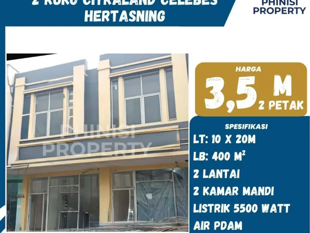 DIJUAL Ruko 2 Petak di Citraland Celebes Hertasning