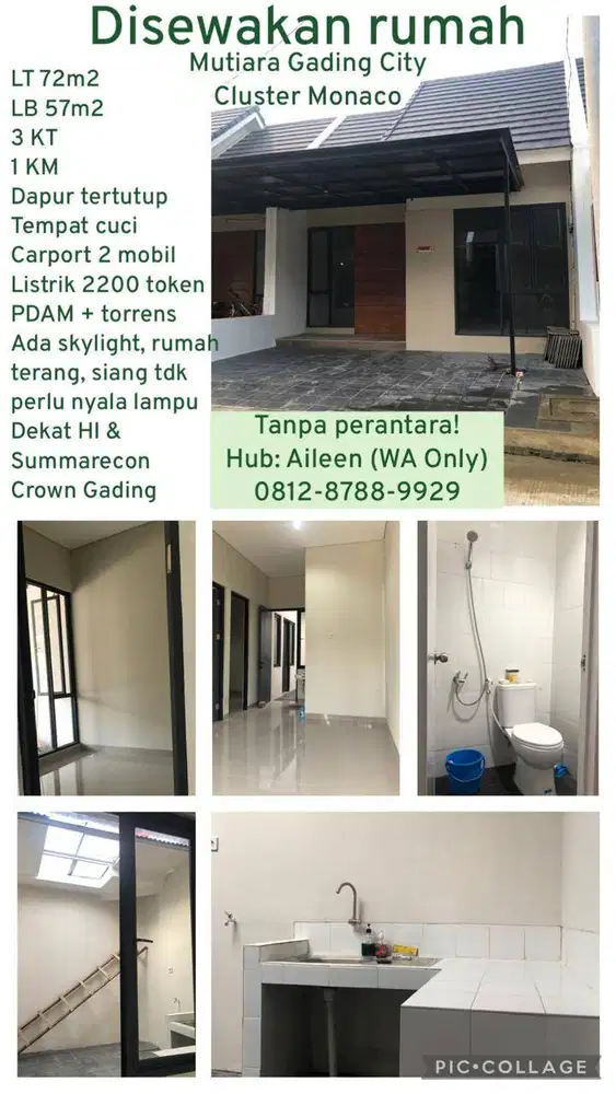 Disewakan rumah di Mutiara Gading City