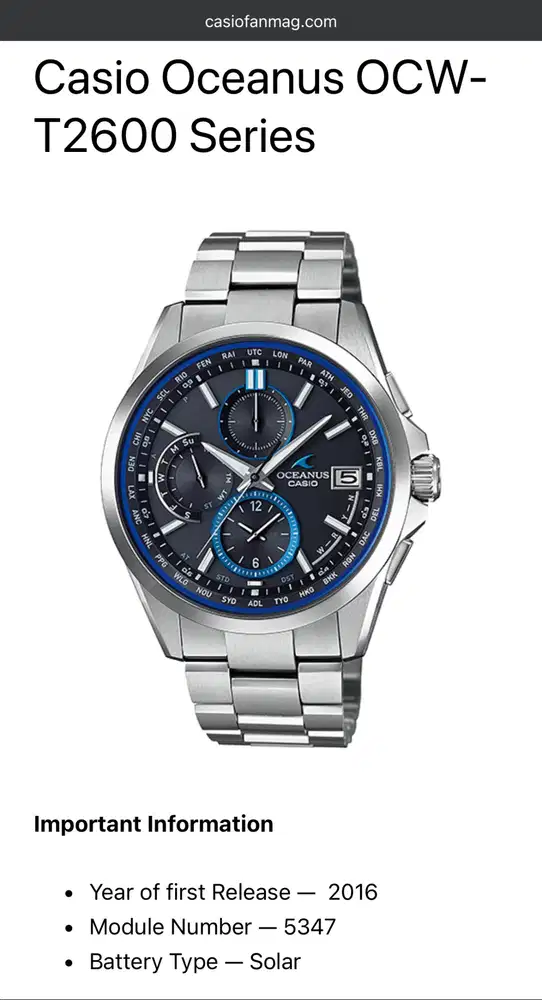 CASIO OCEANUS OCW-T2600-1AJF ORI JEPANG