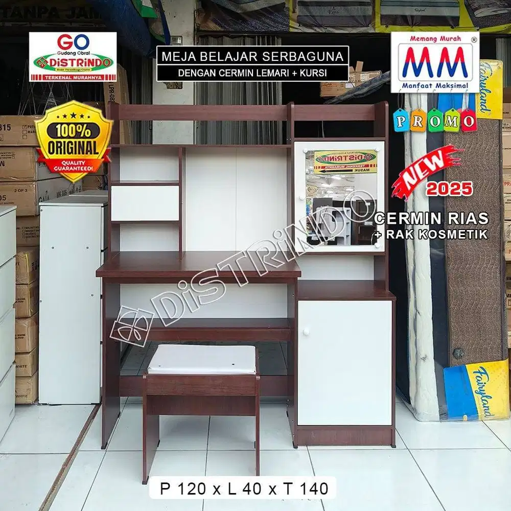 DISTRINDO Meja Belajar sekaligus Meja Rias + Kursi ada Celengan