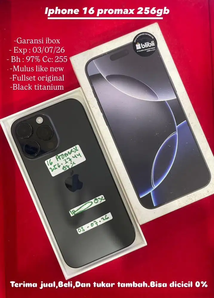 Iphone 16 promax 256gb garansi ibox bisa di cicil 0%