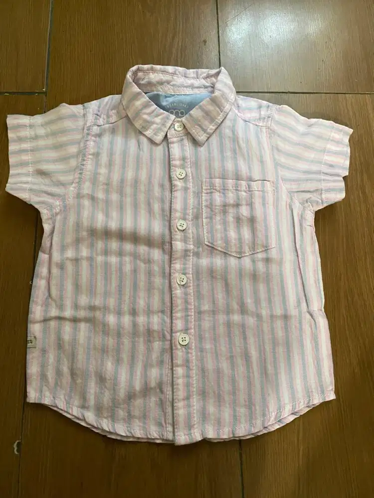 Kemeja anak salur pink