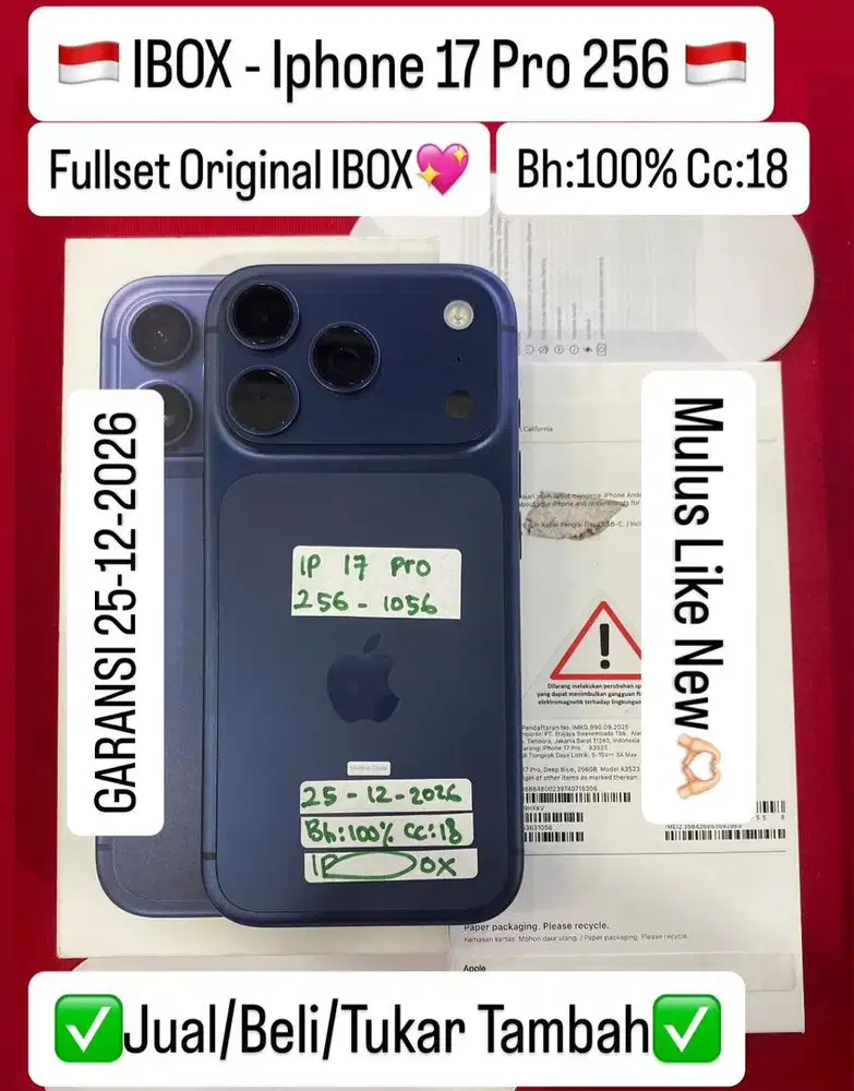 Iphone 17 pro 256gb ex ibox bisa di cicil 0%
