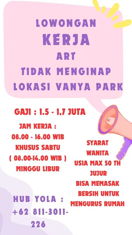 Dicari art tidak menginap