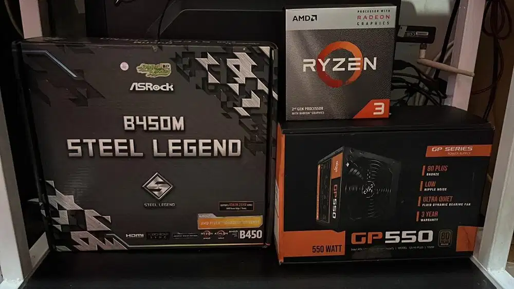 Bundle Ryzen 3 3200G, Mobo b450m steel legend, & PSU GP550