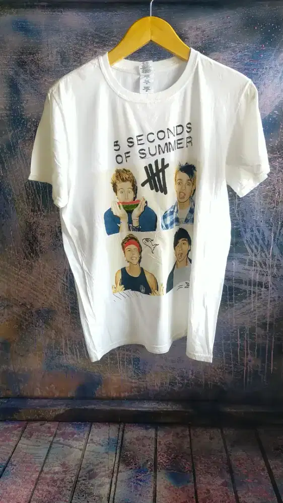 T-shirt kaos putih band 5 second summer