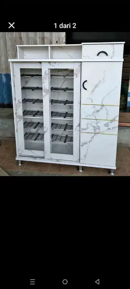Lemari sepatu 3 pintu geser mar-mer