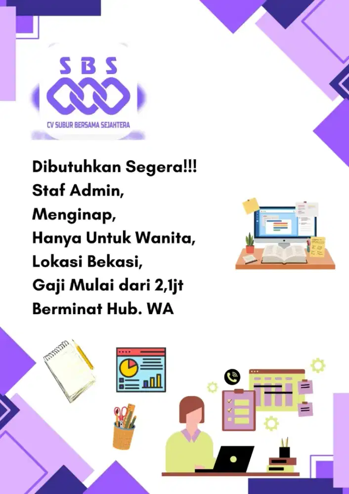 Dibutuhkan Staf Admin ( Menginap)