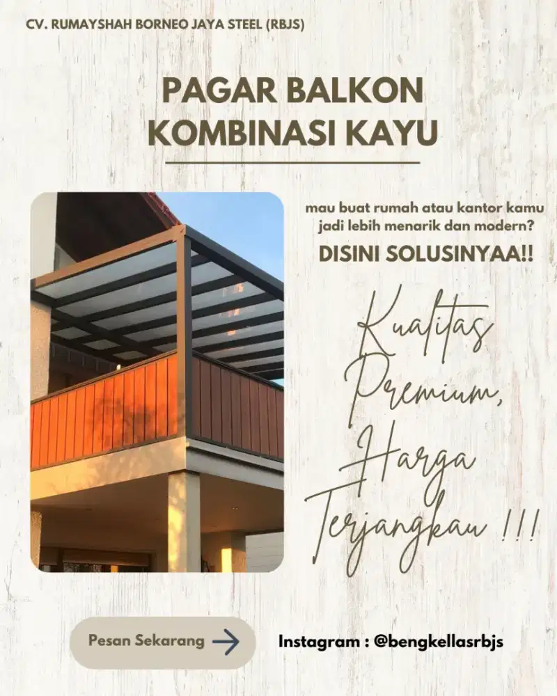 PAGAR BALKON KOMBINASI KAYU