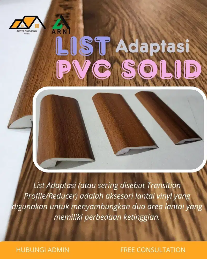 LIST ADAPTASI PVC SOLID 2,4m | Adaptasi Lantai Vinyl/SPC/Parket