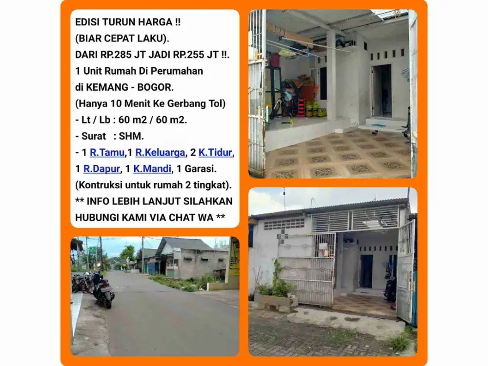 Turun Harga! Rumah Siap Huni di Komplek Kemang Bogor