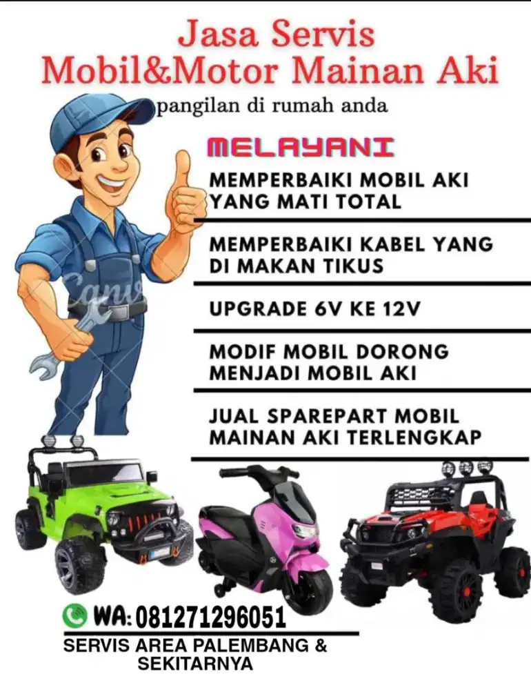 Terima Perbaikan Mainan Mobil Motor Aki Anak