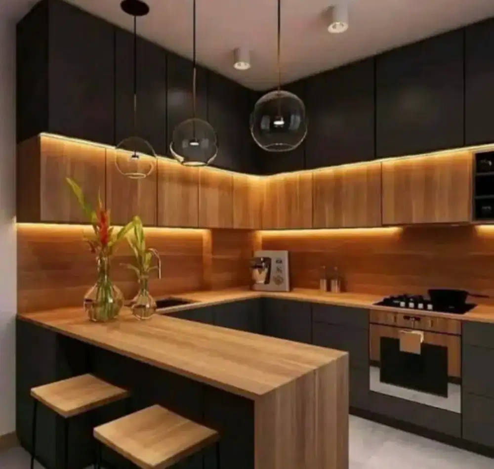 interior desain kitchen set kamar set wardrobe lemari backdrop tv
