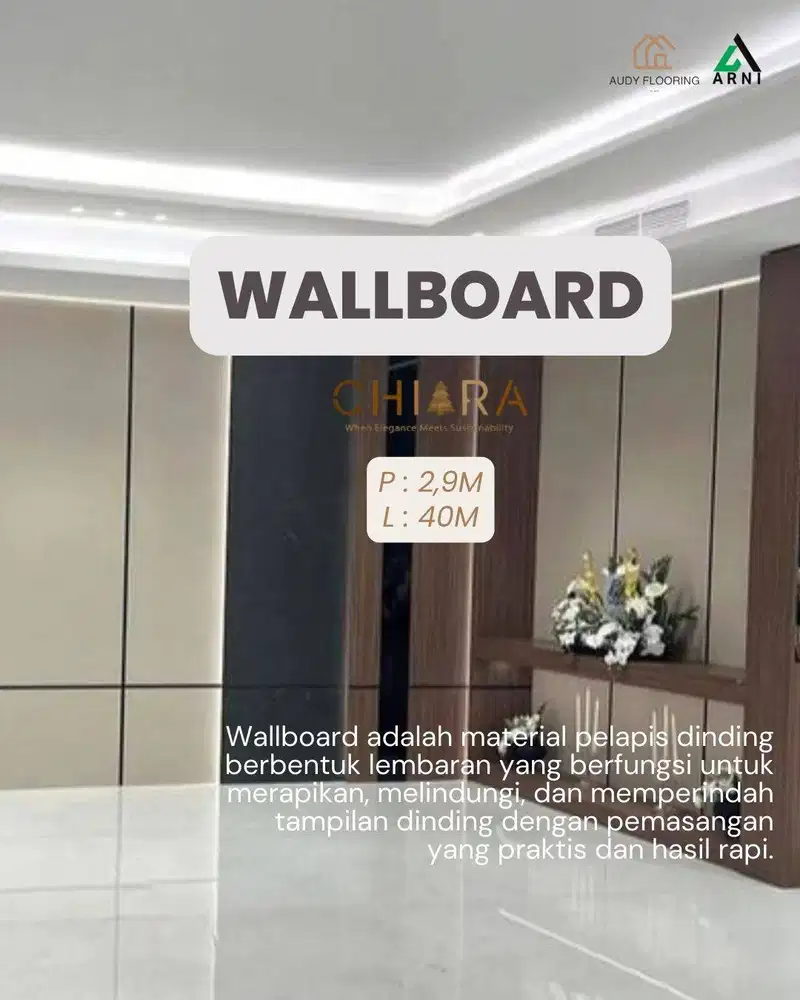 Wallboard Chiara PVC Klik lebar 40cm | Dekorasi Dinding Motif