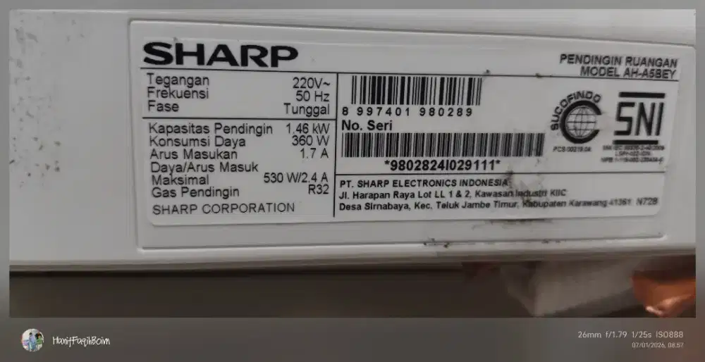 Ac Sharp ½pk 8bulan pake