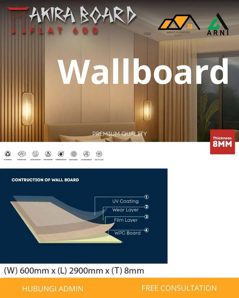 Wallboard Akira PVC Dinding|Dekorasi dinding BEST QUALITY