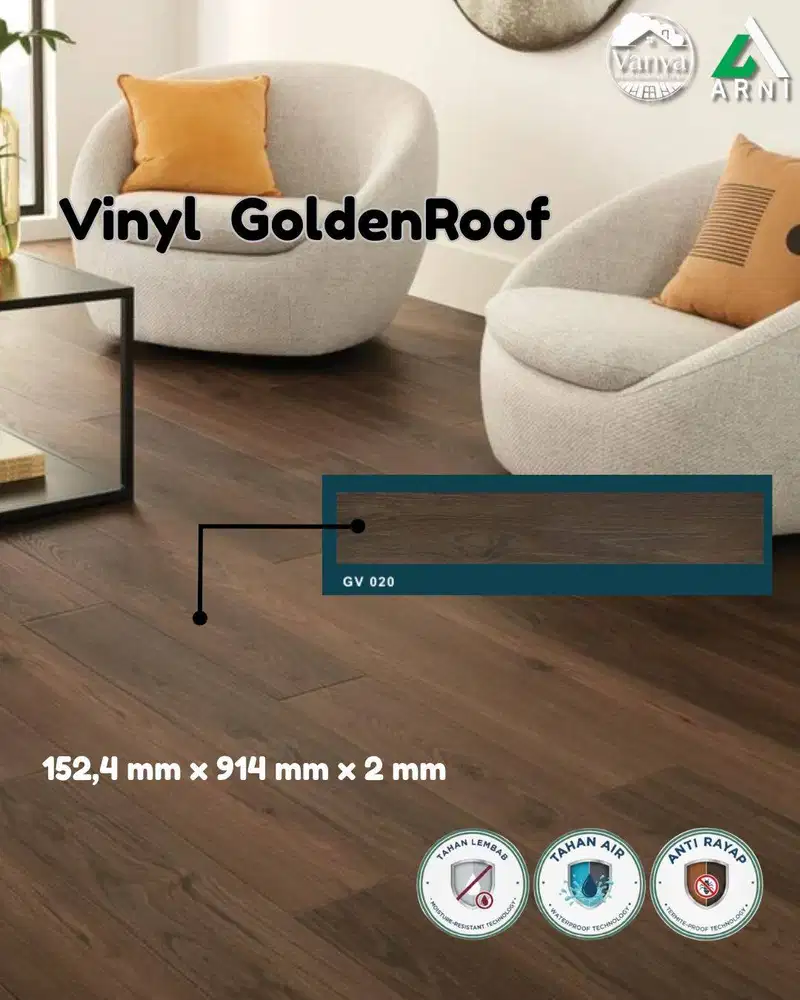 Lantai Vinyl Golden Roof Tebal 2mm / 3mm | Vinyl Flooring Woodgrain
