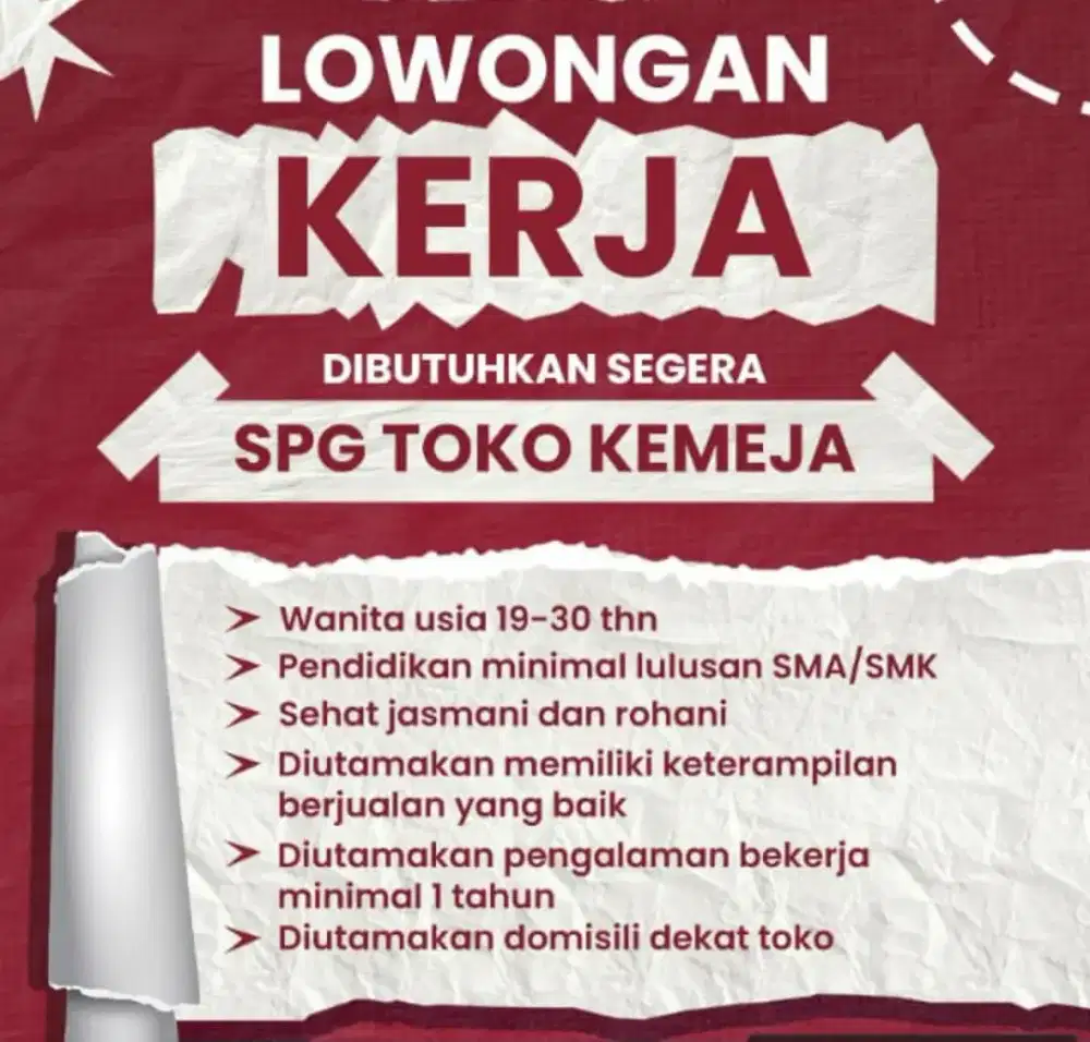 Lowongan Kerja Untuk Toko Pakaian Pria