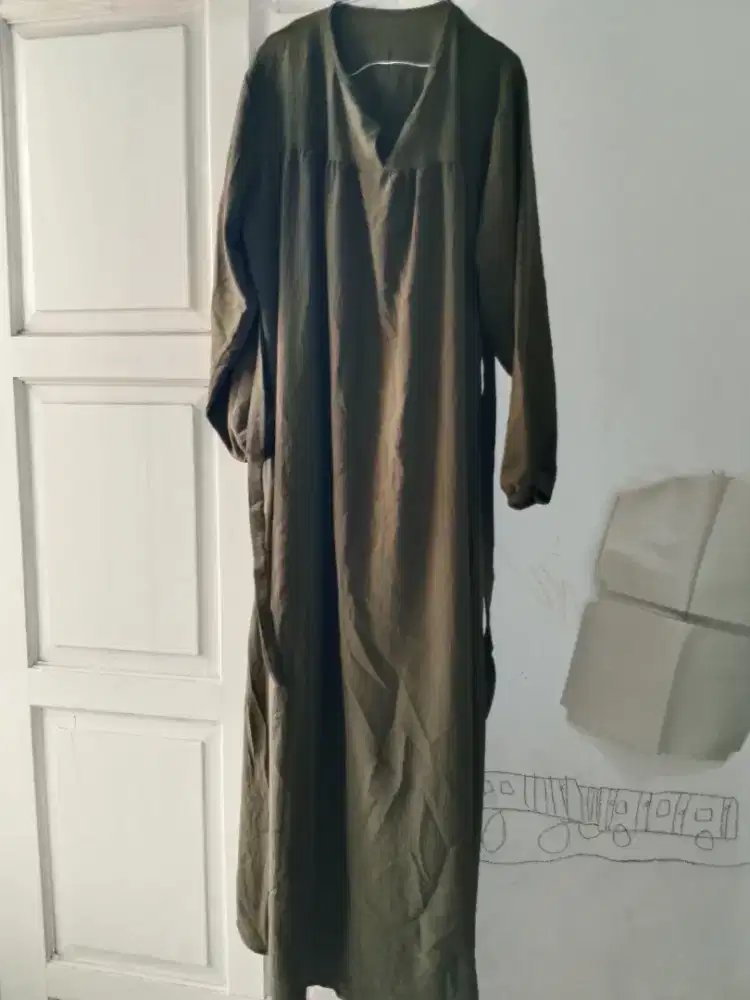 Gamis  crinkle warna army