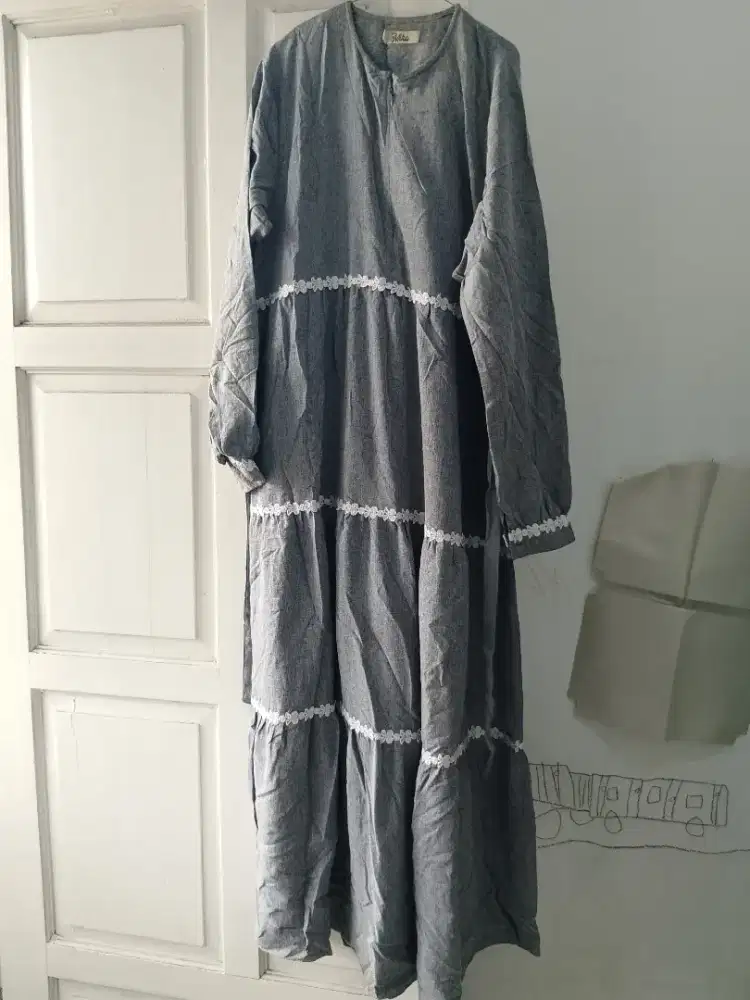 Gamis navy saku kanan