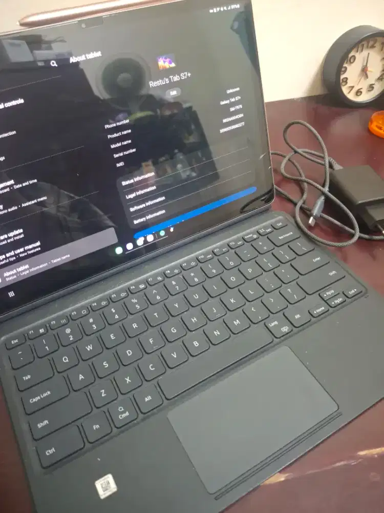 Samsung Galaxy Tab S7+ with Book Cover Keyboard and Spen with Charger