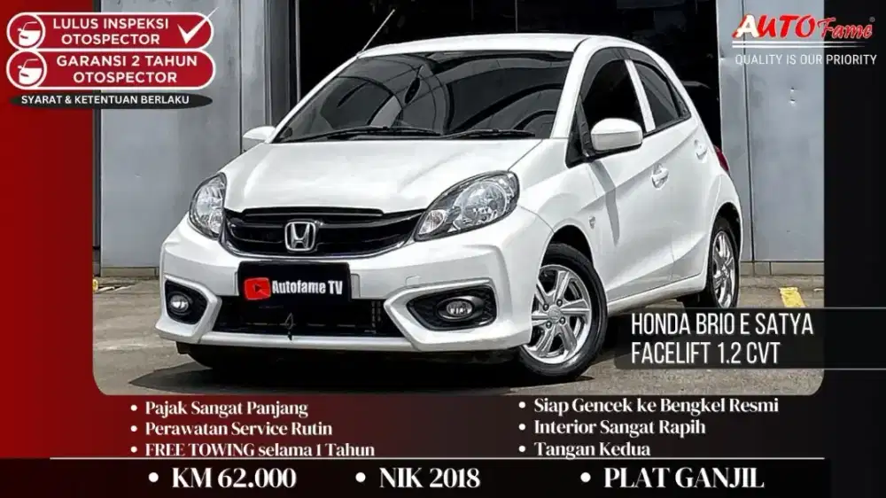 Honda Brio E Satya Facelift 1.2 CVT AT NIK 2018