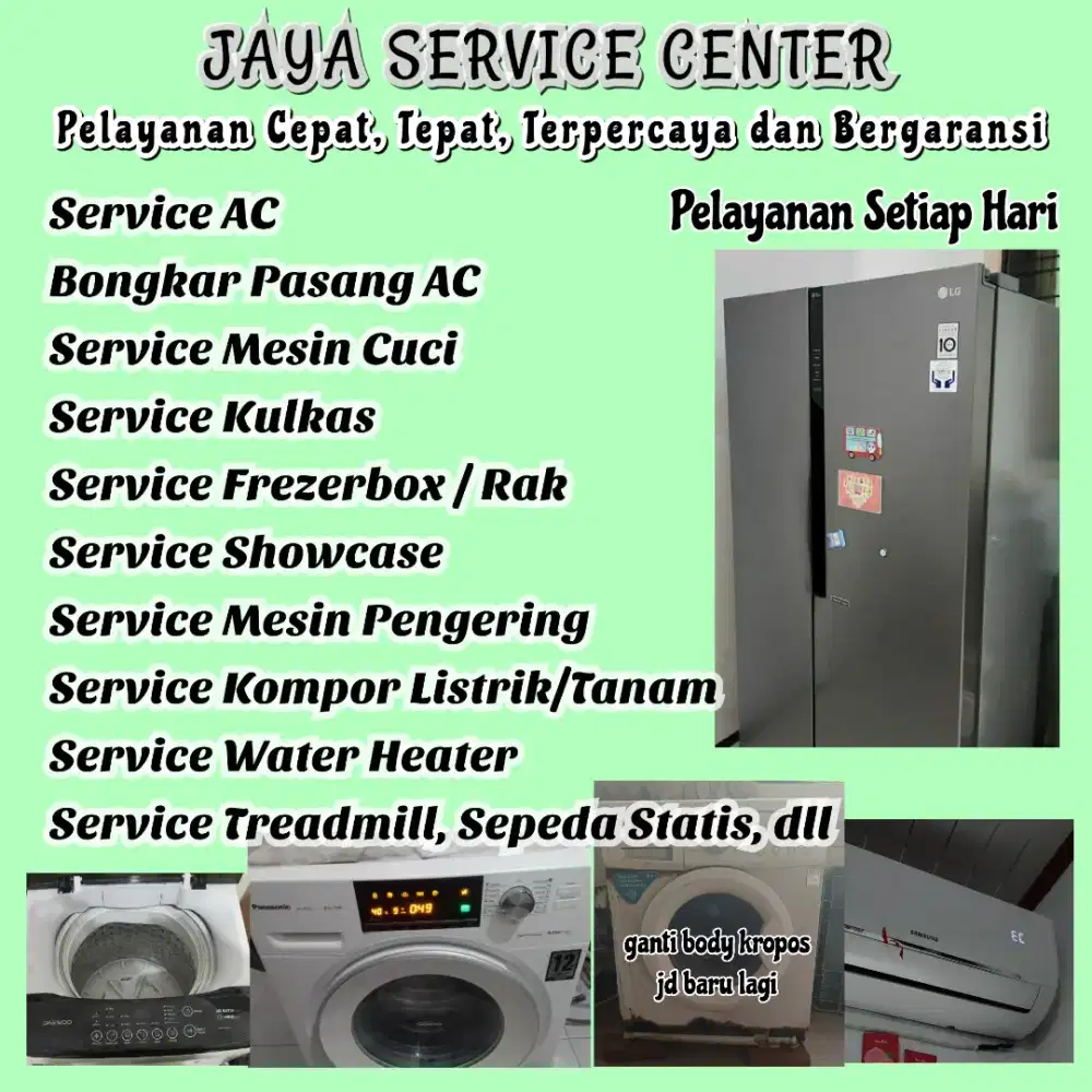 Service AC Treadmill Mesin Cuci Kulkas Frezer Bongkar Pasang AC