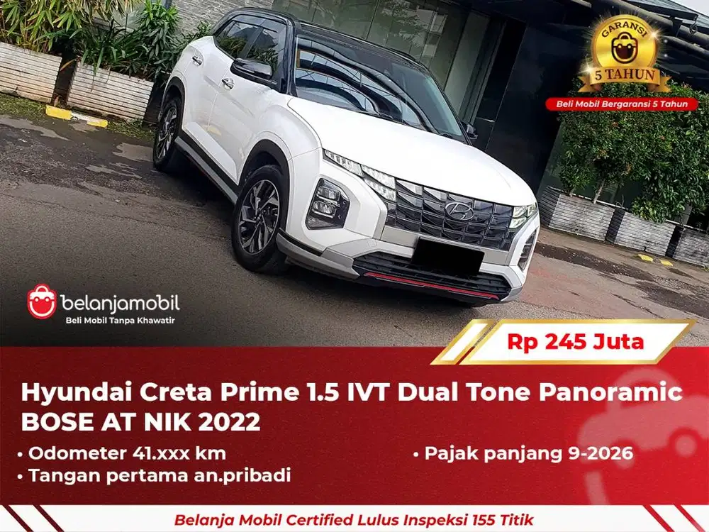 [ GARANSI 5TH ] Hyundai Creta Prime 1.5 IVT Dual Tone BOSE 2022 2023