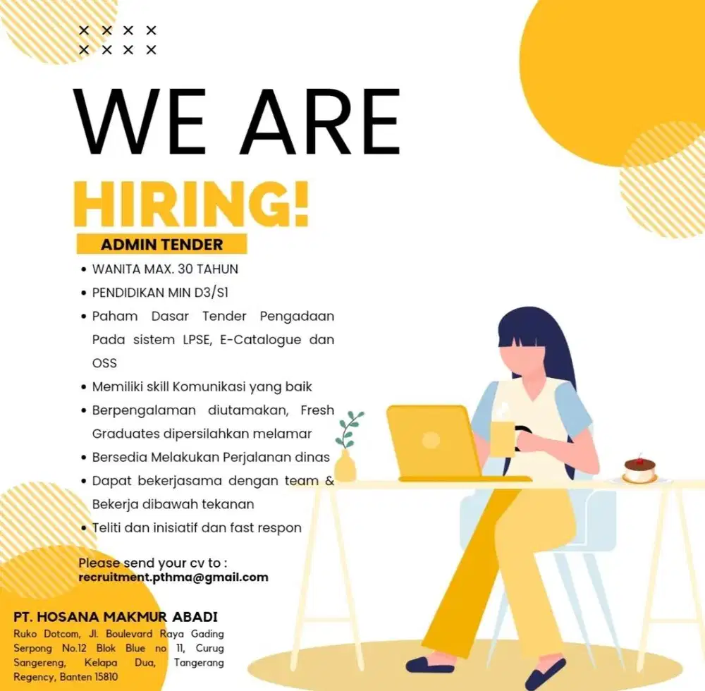 Lowongan admin tender