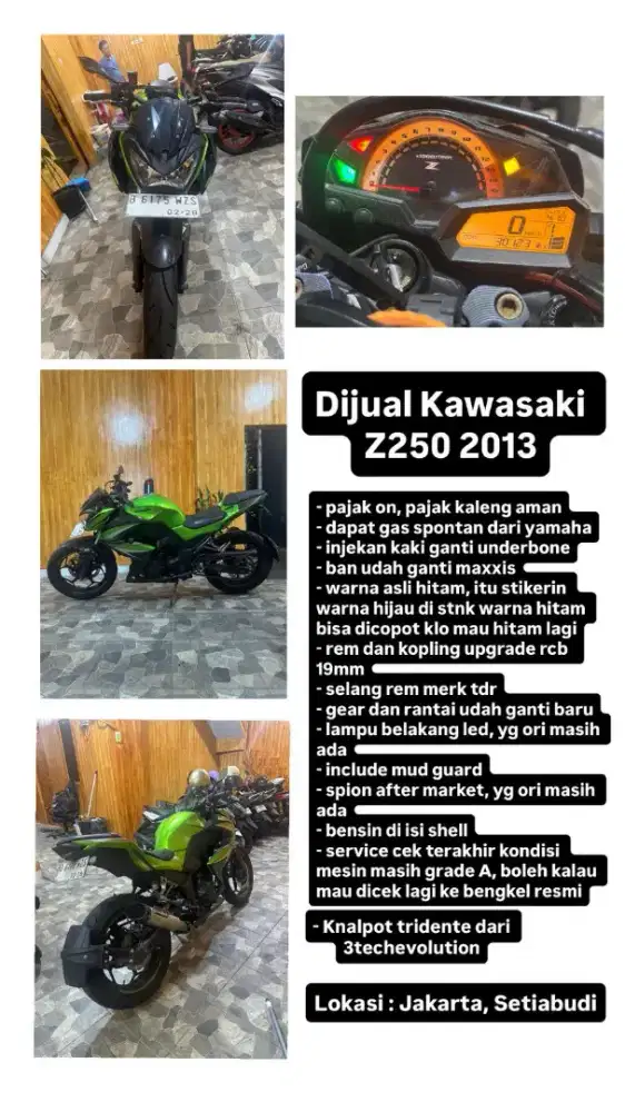 Dijual Kawasaki Z250 Tahun 2013 – Kondisi Sangat Terawat
