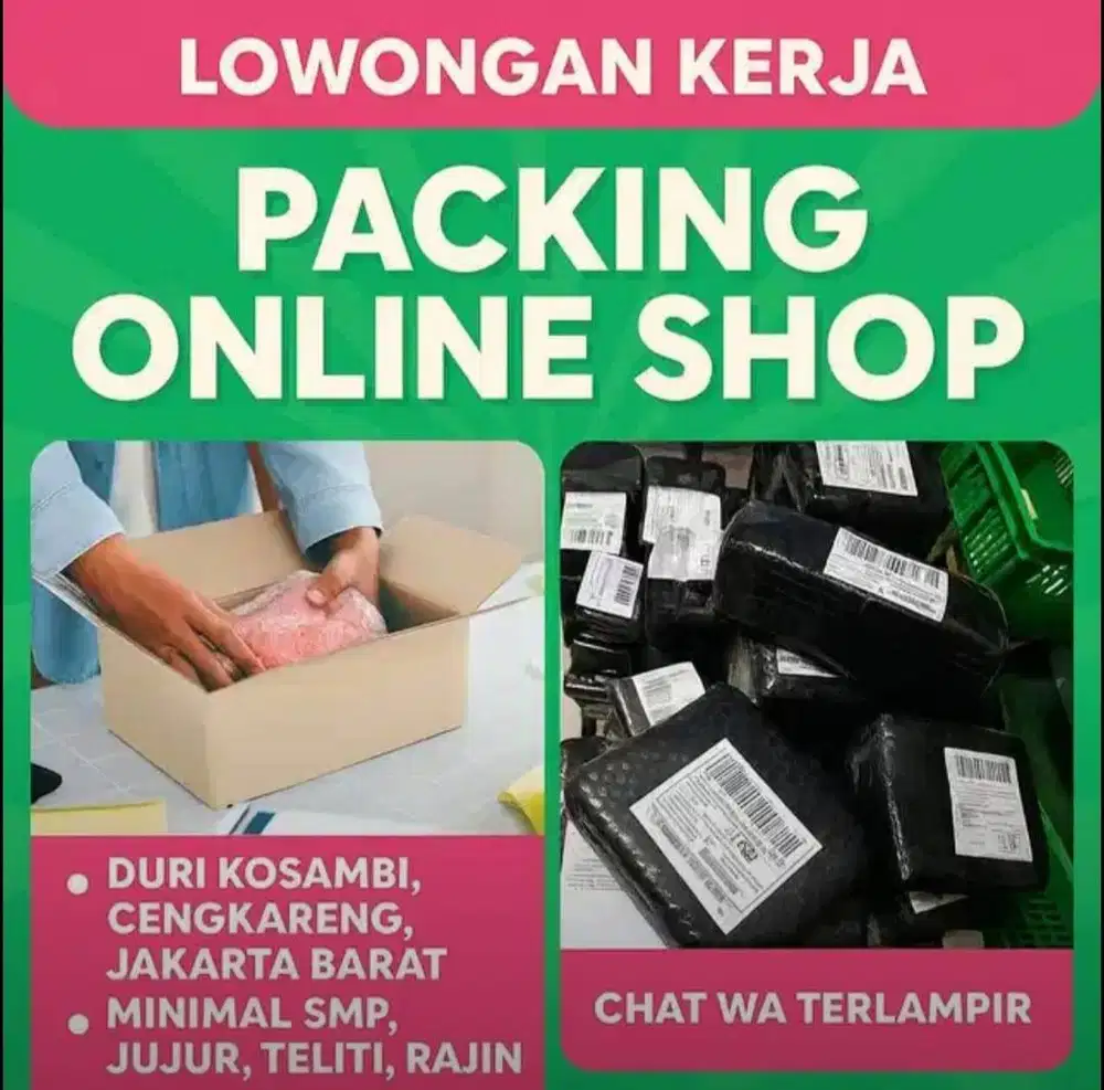 Staff Packing Olshop Siap Lembur Duri Kosambi Cengkareng Jakarta Barat