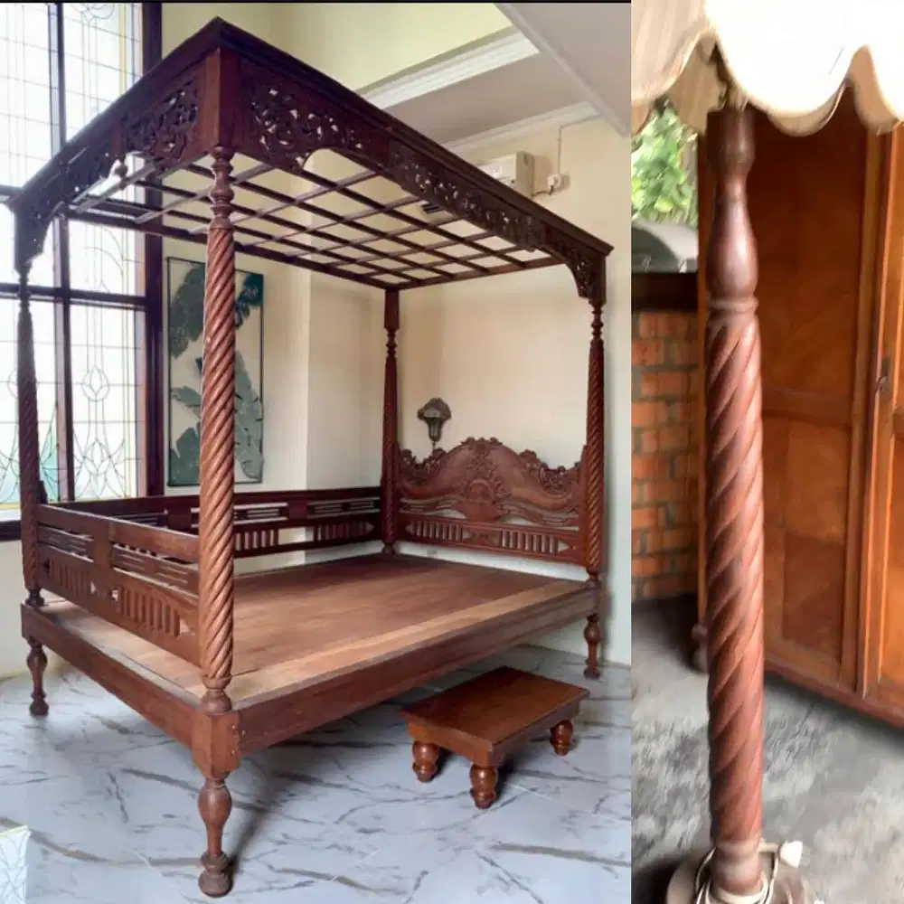 Dijual Tempat Tidur Antik & Lampu Cagak