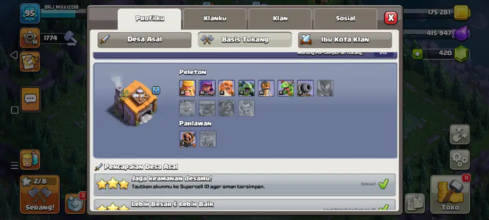 JUAL AKUN COC TH 10 FULL UPGRADE/MAX
