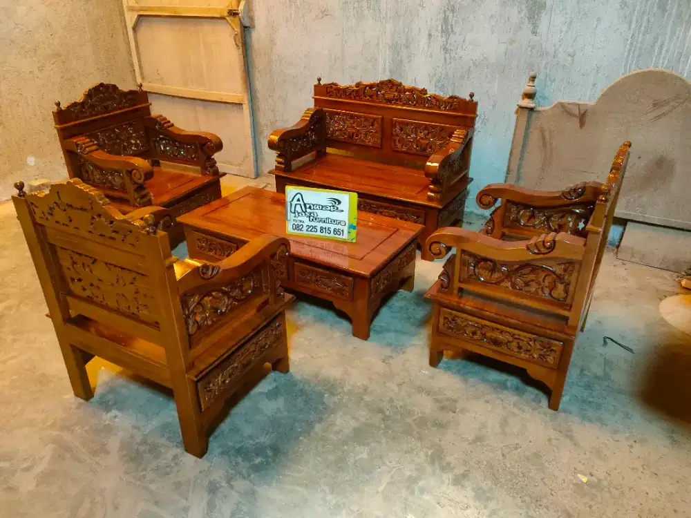 Kursi tamu ukiran new full kayu jati