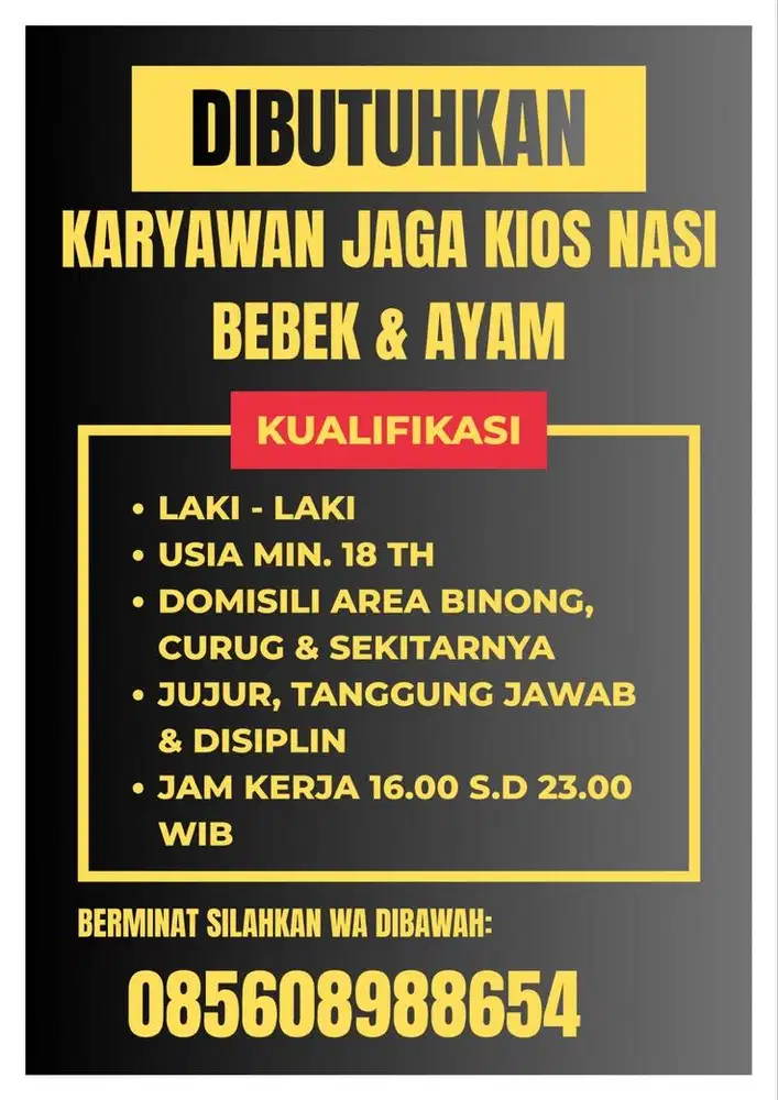 Lowongan Jaga Kios